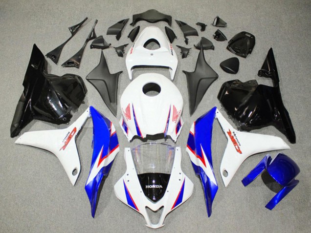 2009-2012 Honda CBR600RR Bike Fairings - White Blue Glossy Black
