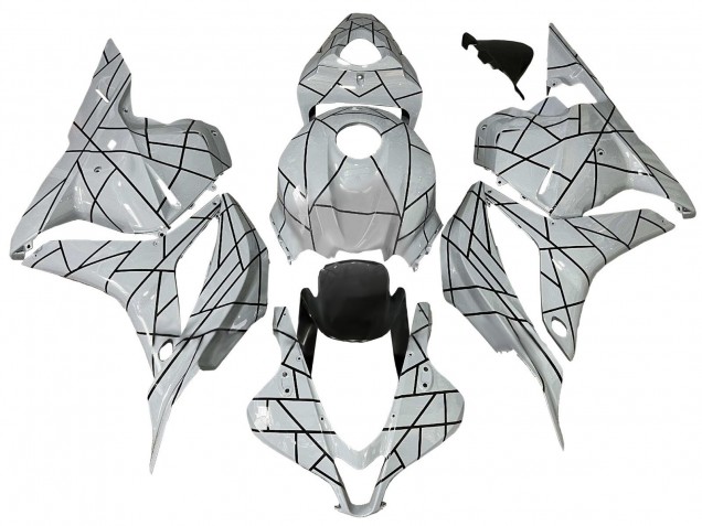 2009-2012 Honda CBR600RR Motorcycle Fairings - White Grey Black Lines