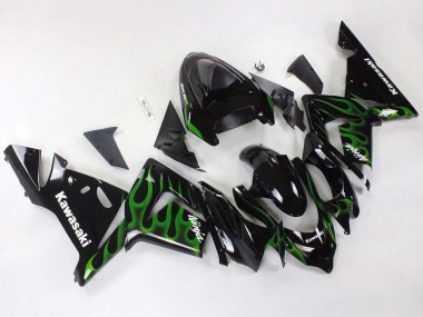 Cheap 2004-2005 Kawasaki ZX10R Motorcycle Fairings - Black with Green Flame Ninja