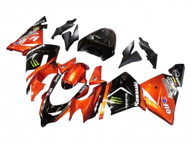 Cheap 2004-2005 Kawasaki ZX10R Motorcycle Fairings - Burnt Orange Black Monster Elf