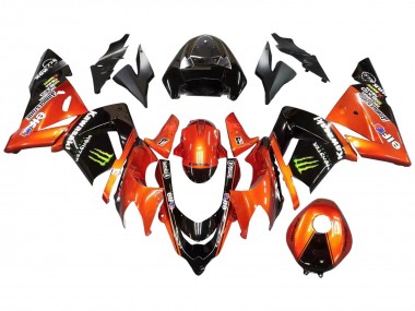 Cheap 2004-2005 Kawasaki ZX10R Motorcycle Fairings - Burnt Orange Black Monster Elf