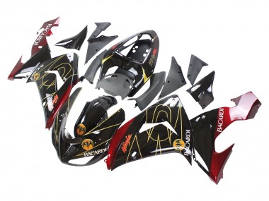 Cheap 2006-2007 Kawasaki ZX10R Motorcycle Fairings - Black Red Gold BACARDI