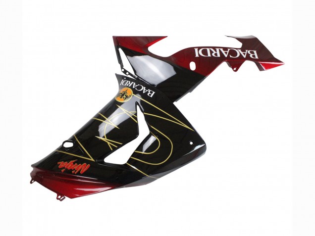 2006-2007 Kawasaki ZX10R Motorcycle Fairings - Black Red Gold BACARDI