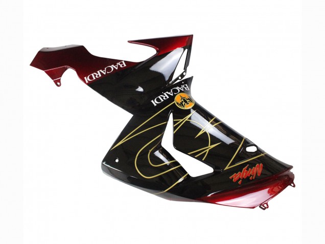 2006-2007 Kawasaki ZX10R Motorcycle Fairings - Black Red Gold BACARDI