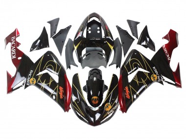 Cheap 2006-2007 Kawasaki ZX10R Motorcycle Fairings - Black Red Gold BACARDI