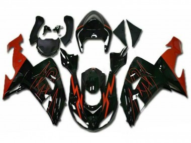 Cheap 2006-2007 Kawasaki ZX10R Motorcycle Fairings - Glossy Black Red
