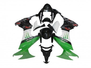Cheap 2008-2010 Kawasaki ZX10R Motorcycle Fairings - Glossy Black White Green Monster