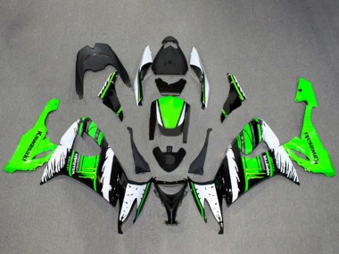 Cheap 2008-2010 Kawasaki ZX10R Motorcycle Fairings - White Green Glossy Black Flame