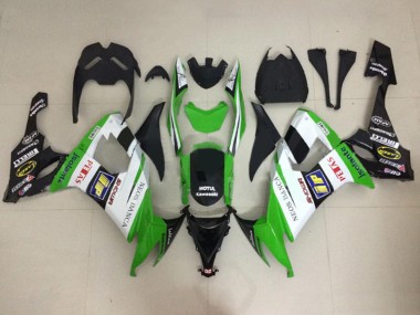 Cheap 2008-2010 Kawasaki ZX10R Motorcycle Fairings - White Green Glossy Black Motul Neos Banca Petas