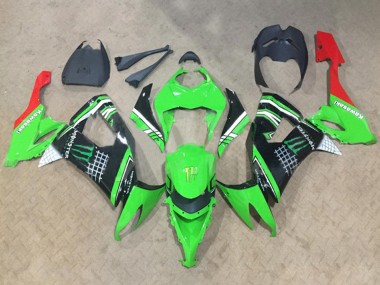 Cheap 2008-2010 Kawasaki ZX10R Motorcycle Fairings - Green White Black Red Monster