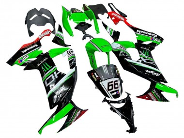 Cheap 2008-2010 Kawasaki ZX10R Motorcycle Fairings - Green White Red Black Monster Elf 66