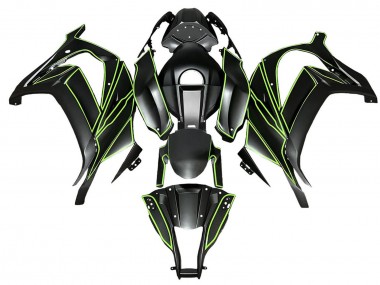Cheap 2008-2010 Kawasaki ZX10R Motorcycle Fairings - Matte Black Green Lines