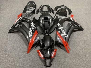 Cheap 2008-2010 Kawasaki ZX10R Motorcycle Fairings - Black Carbon Fiber Red