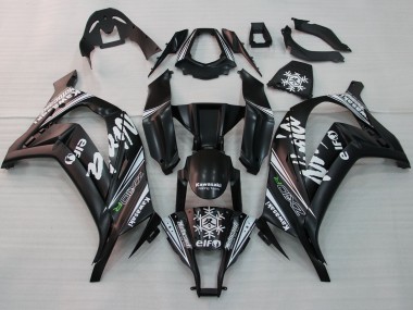 Cheap 2011-2015 Kawasaki ZX10R Motorcycle Fairings - Glossy Black White Elf Snow Decal