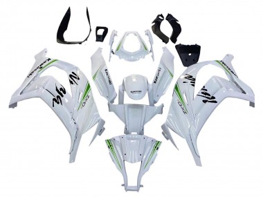 Cheap 2011-2015 Kawasaki ZX10R Motorcycle Fairings - White Green Stripe Black Ninja