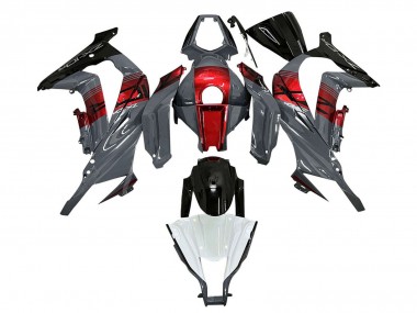Cheap 2011-2015 Kawasaki ZX10R Motorcycle Fairings - Grey RED Glossy Black