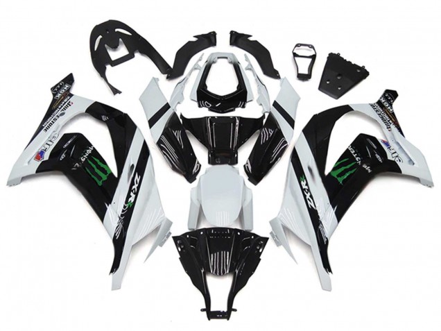 2011-2015 Kawasaki ZX10R Motorcycle Fairings - White Glossy Black Green Monster