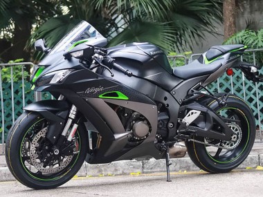 Cheap 2011-2015 Kawasaki ZX10R Motorcycle Fairings - Matte Black Green White Honeycomb