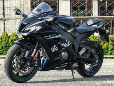 Cheap 2011-2015 Kawasaki ZX10R Motorcycle Fairings - Matte Black White Green Snow Decal