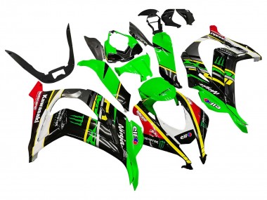 Cheap 2016-2020 Kawasaki ZX10R Motorcycle Fairings - Green Yellow Red Black Elf Monster