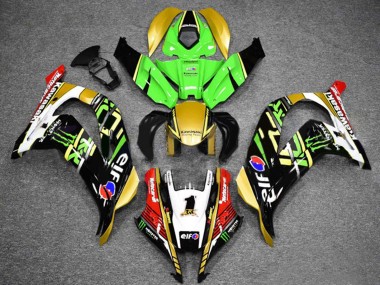 Cheap 2016-2020 Kawasaki ZX10R Motorcycle Fairings - Green Gold White Red Black Elf Monster