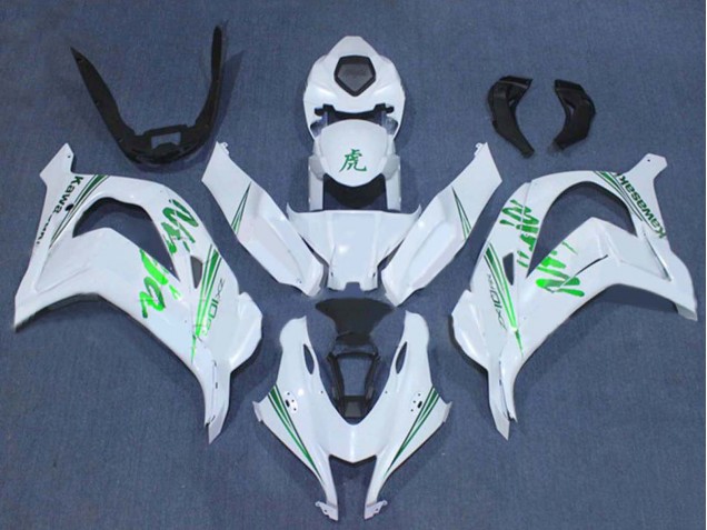 2016-2020 Kawasaki ZX10R Motorcycle Fairings - White Green Ninja
