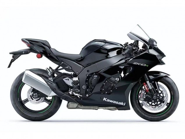 2021-2025 Kawasaki ZX10R Motorcycle Fairings - Black White Green Decal