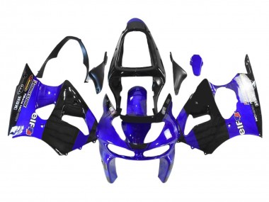 Cheap 1998-1999 Kawasaki ZX6R Motorcycle Fairings - Blue Glossy Black Elf Bridgestone