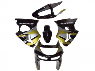 Cheap 1998-1999 Kawasaki ZX6R Motorcycle Fairings - Glossy Black Silver Yellow