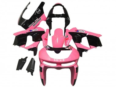 Cheap 1998-1999 Kawasaki ZX6R Motorcycle Fairings - Pink Glossy Black Elf Bridgestone