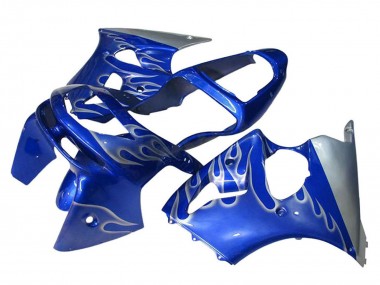 Cheap 1998-1999 Kawasaki ZX6R Motorcycle Fairings - Blue Silver Flame
