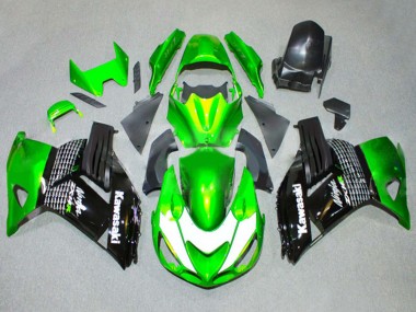 Cheap 2006-2011 Kawasaki ZX14R ZZR1400 Motorcycle Fairings - Green White Glossy Black