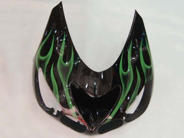 Cheap 2006-2011 Kawasaki ZX14R ZZR1400 Motorcycle Fairing - Glossy Black Green Flame