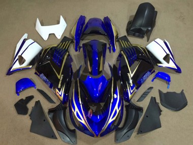 Cheap 2006-2011 Kawasaki ZX14R ZZR1400 Motorcycle Fairings - White Blue Gold