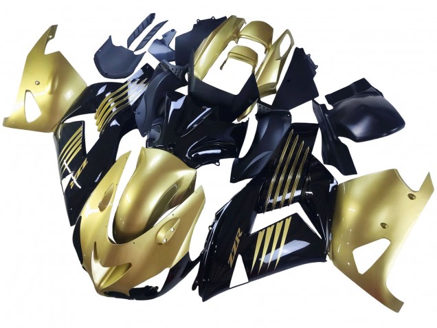 2006-2011 Kawasaki ZX14R ZZR1400 Motorcycle Fairings - Gold Black