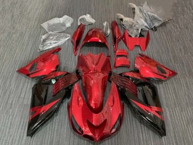 Cheap 2006-2011 Kawasaki ZX14R ZZR1400 Motorcycle Fairing - Red Glossy Black