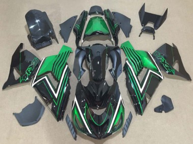 Cheap 2006-2011 Kawasaki ZX14R ZZR1400 Motorcycle Fairing Kits - Green Glossy Black