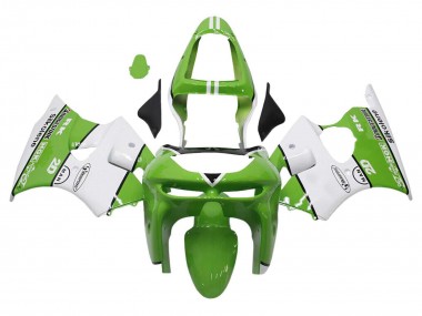 Cheap 1998-1999 Kawasaki ZX6R Motorcycle Fairings - Green White Black Silkolene Bridgestone