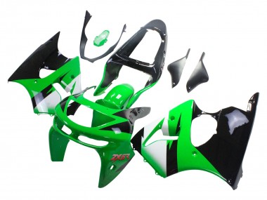 Cheap 1998-1999 Kawasaki ZX6R Motorcycle Fairings - Green White Glossy Black