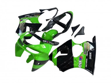 Cheap 1998-1999 Kawasaki ZX6R Motorcycle Fairings - Green Glossy Black Elf Bridgestone