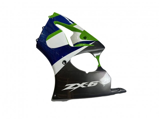 1998-1999 Kawasaki ZX6R Motorcycle Fairings - Green White Blue Silver Glossy Black