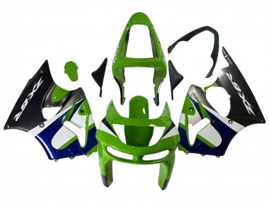 Cheap 1998-1999 Kawasaki ZX6R Motorcycle Fairings - Green White Blue Silver Glossy Black