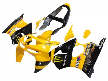 Cheap 1998-1999 Kawasaki ZX6R Motorcycle Fairings - Yellow Black Monster Elf Bridgestone