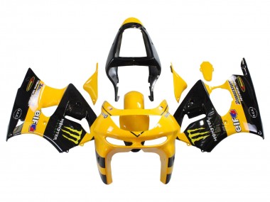 Cheap 1998-1999 Kawasaki ZX6R Motorcycle Fairings - Yellow Black Monster Elf Bridgestone