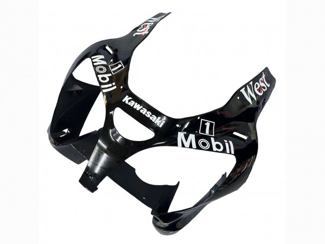 2000-2002 Kawasaki ZX6R Motorcycle Fairings - Glossy Black White West Michelin