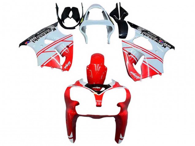 2000-2002 Kawasaki ZX6R Motorcycle Fairings - White Red Black