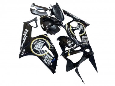 Cheap 2003-2004 Kawasaki ZX6R Motorcycle Fairings - Glossy Black White Motul Lucky Strike