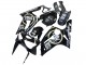 2003-2004 Kawasaki ZX6R Motorcycle Fairings - Glossy Black White Motul Lucky Strike