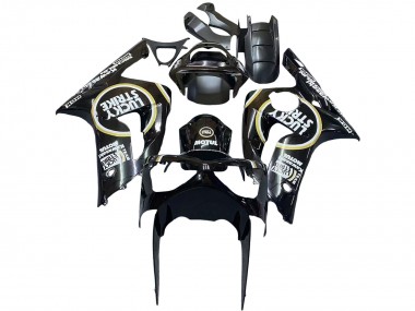 Cheap 2003-2004 Kawasaki ZX6R Motorcycle Fairings - Glossy Black White Motul Lucky Strike