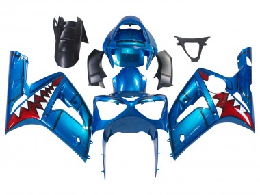 Cheap 2003-2004 Kawasaki ZX6R Motorcycle Fairings - Blue White Red Shark